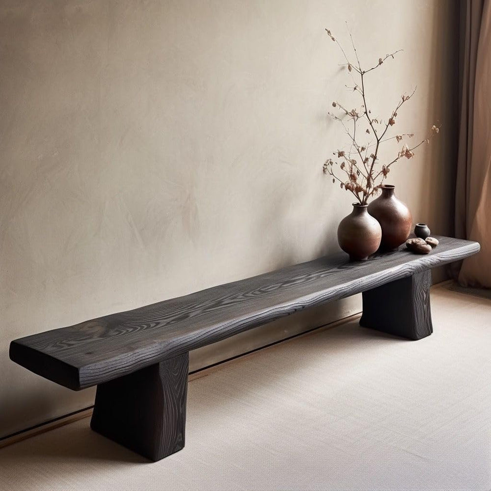 RUNNUP Solid Wood Bench, Shoe Changing Benchs, 63" Modern Narrow Living ...
