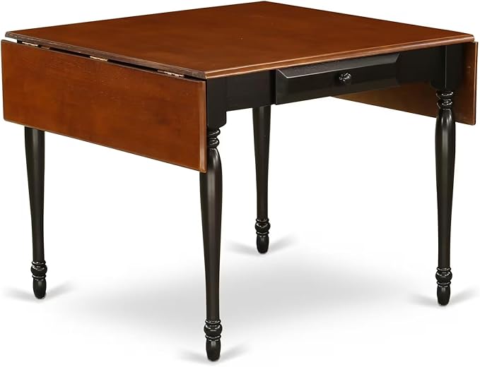 East West Furniture MZAV5-BCH-W 5 Piece Dinette Set for 4 Includes a Rectangle Dining Room Table with Dropleaf and 4 Dining Chairs, 36x54 Inch, Black & Cherry