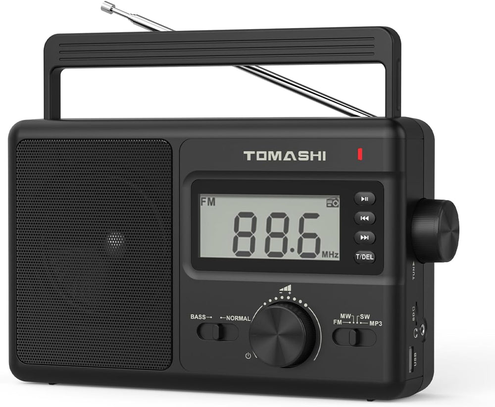 TOMASHI Portable AM FM SW Radio, AC/DC Powered Multi Band with Auto Scan