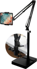 2-in-1 Tablet Floor Stand with tablet stand for desk – Stable 8lb Base with Stretchable Arm for Bed, Couch, or Desk Compatible with iPads, Galaxy Tabs, Surface Pro, Phones & E-Readers (4.7"–12.9")