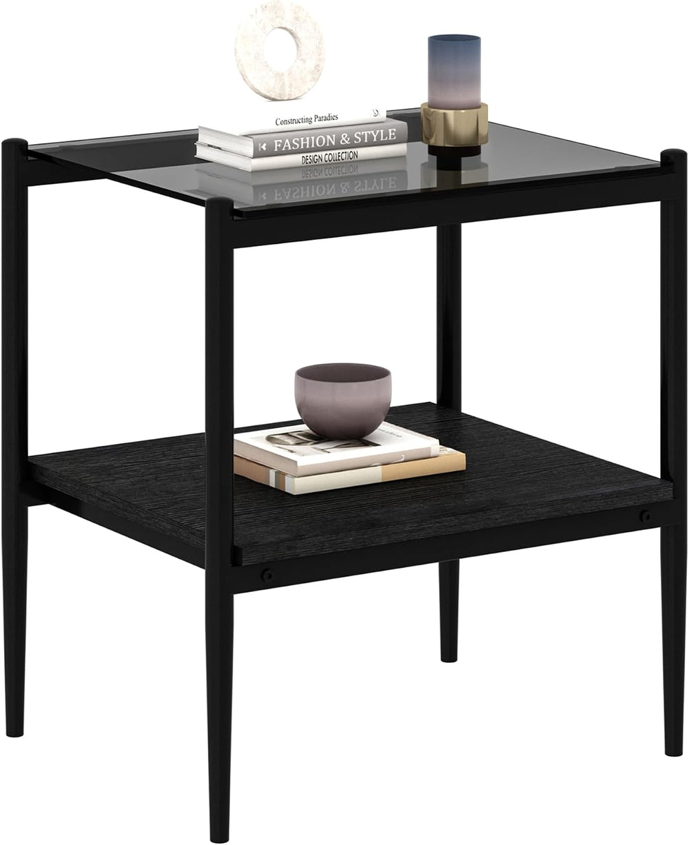 Set of 2 Rectangle Modern Glass End Table,Tempered Glass Top, Sofa Side Table...