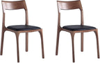 Manhattan Comfort Moderno Stackable Dining Chairs with Leatherette Upholstered Seat, Foam Padding & Solid Wood Frame, Suitable for Kitchen or Restaurant Usage, Set of 2, Black