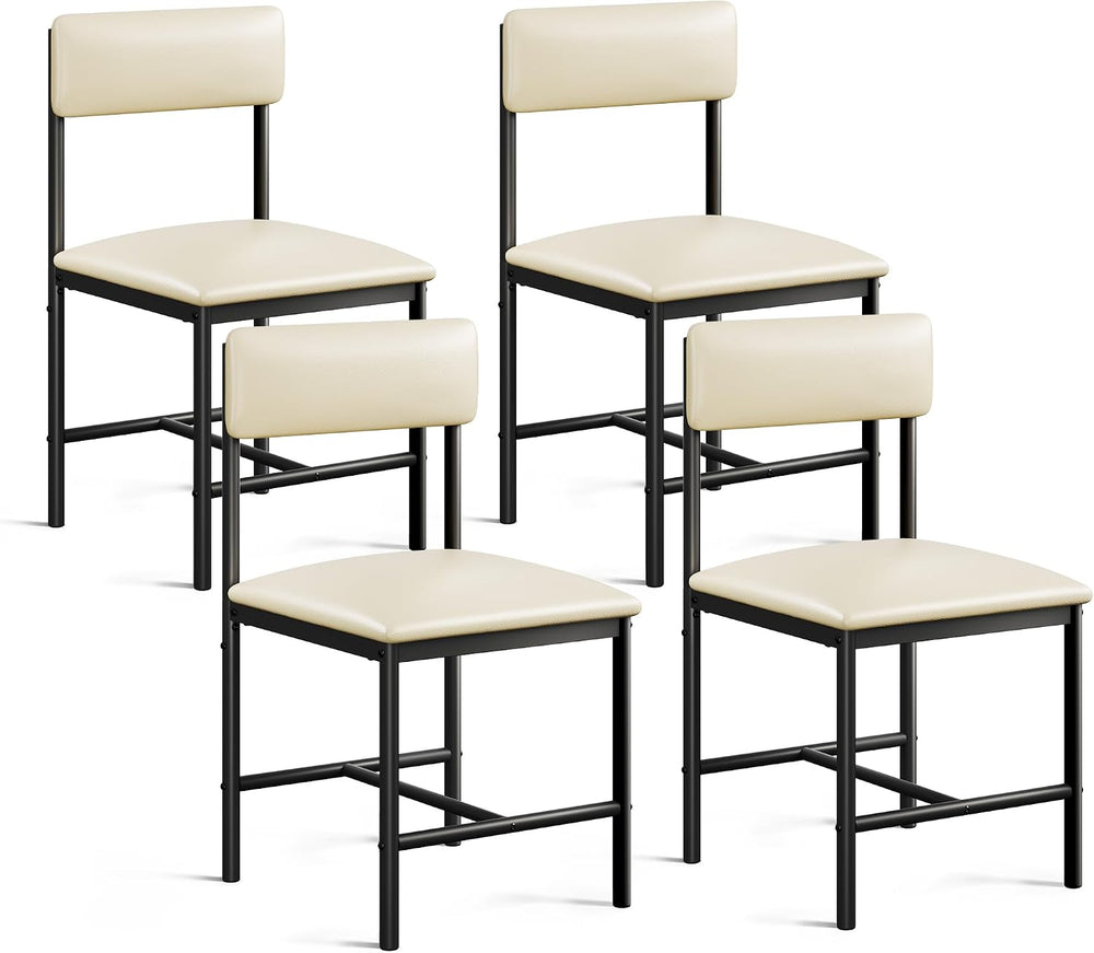 DWVO Dining Chairs Set of 4, White Faux Leather with Metal Legs | Padded seat...
