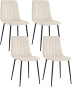 Dining Chairs Set of 4, Modern Kitchen Dining Room Chairs, Ergonomic Velvet Dining Chair Upholstered Cushion Seat and Sturdy Metal Legs (Cream)