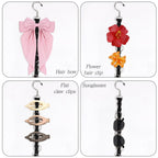 SNOWSTAR Macrame Hair Claw Clip Organizer with Rotating Hook and 20 Metal Rings,Hanging Hair Clip Holder and Storage for Women Girls,Claw Clips Hanger Home Decor for Wall,Door,Closet (Black1PCS)