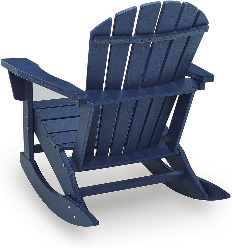 Signature Design by Ashley Sundown Treasure Adirondack Rocking Chair, Blue | Weather resistant HDPE, Integrated armrest cup holder, Heavy-duty 51-pound base, Rust-resistant stainless steel hardware