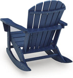 Signature Design by Ashley Sundown Treasure Adirondack Rocking Chair, Blue | Weather resistant HDPE, Integrated armrest cup holder, Heavy-duty 51-pound base, Rust-resistant stainless steel hardware