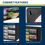 Akro-Mils 26-Drawer Plastic Drawer Storage Cabinet for Garage Organization, Bead Organizer, Building Bricks Storage, Teacher Toolbox, Makeup Organizer, 20-Inch W x 6-Inch D x 10-Inch H, 10126 Yellow