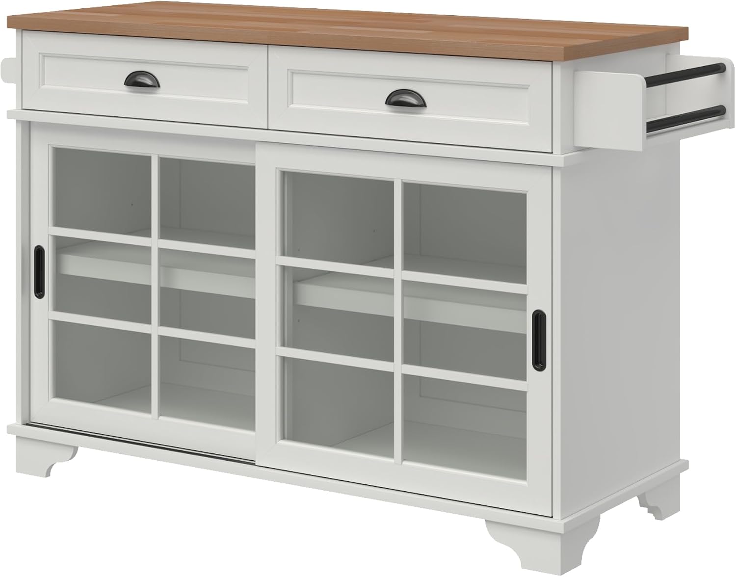 Walker Edison Carolina Modern Free-Standing 48 Inch Kitchen Island with Drawers, White