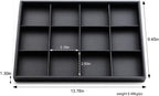 Black PU Leather Jewelry Display Flat Tray Ring Necklace Watch Organizer Display Tray (1 grid)