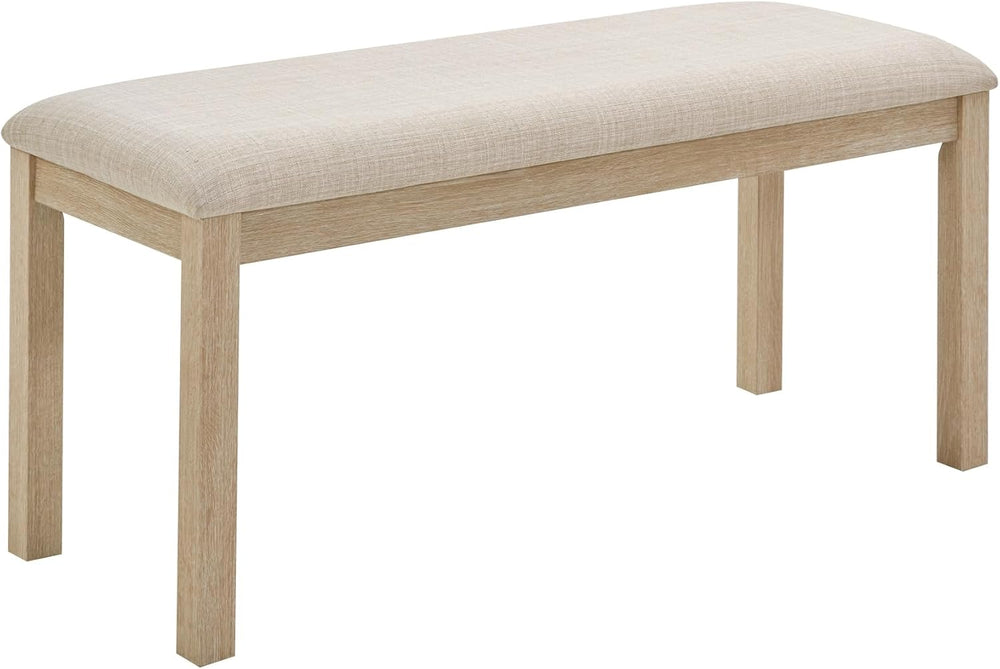 Merax Farmhouse Rectangular Dining Table with U-Shaped Base, 4 Upholstered Ch...