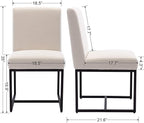 CIMOTA Modern Linen Dining Chair Set of 4, Mid Century Dining Room Chairs Fabric Upholstered Armless Side Chair with Black Sled Base for Dining Room, White Cream 4PCS