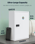 Uniclife Wall Mount Medicine Cabinet with Combination Lock, Locking First Aid Cabinet, Lockable Medical Cabinet, Large Capacity Medicine Organizer, Secure Steel Wall Cabinet Metal Storage Box, White