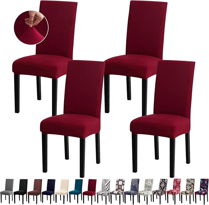 Dining Room Chair Covers - Stretch Kitchen/Dining Room Set of 4, Removable Washable Slipcovers for Home, Hotel, Banquet