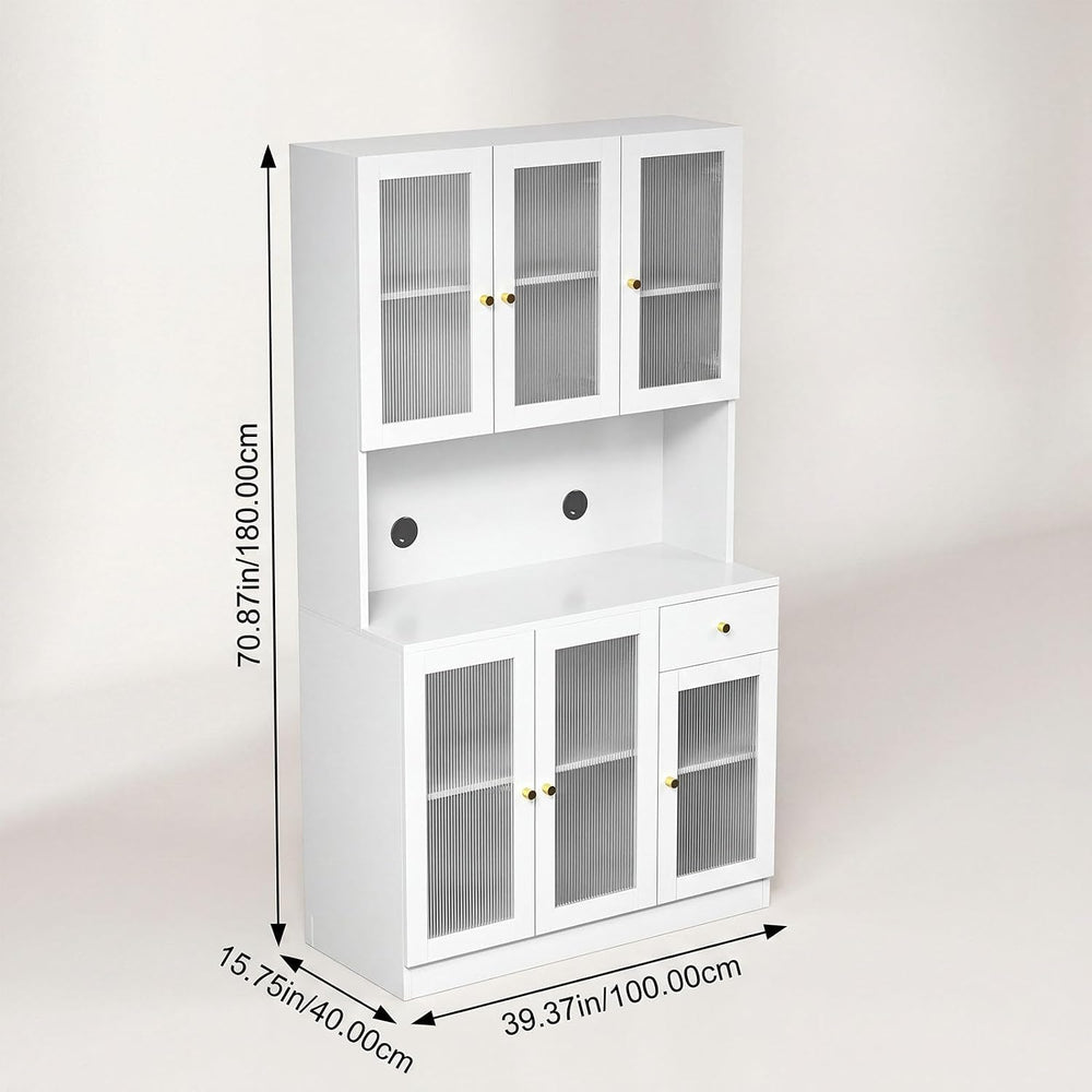 71" Kitchen Pantry Cabinet with Storage, Tall Kitchen Pantry Cabinet wit...