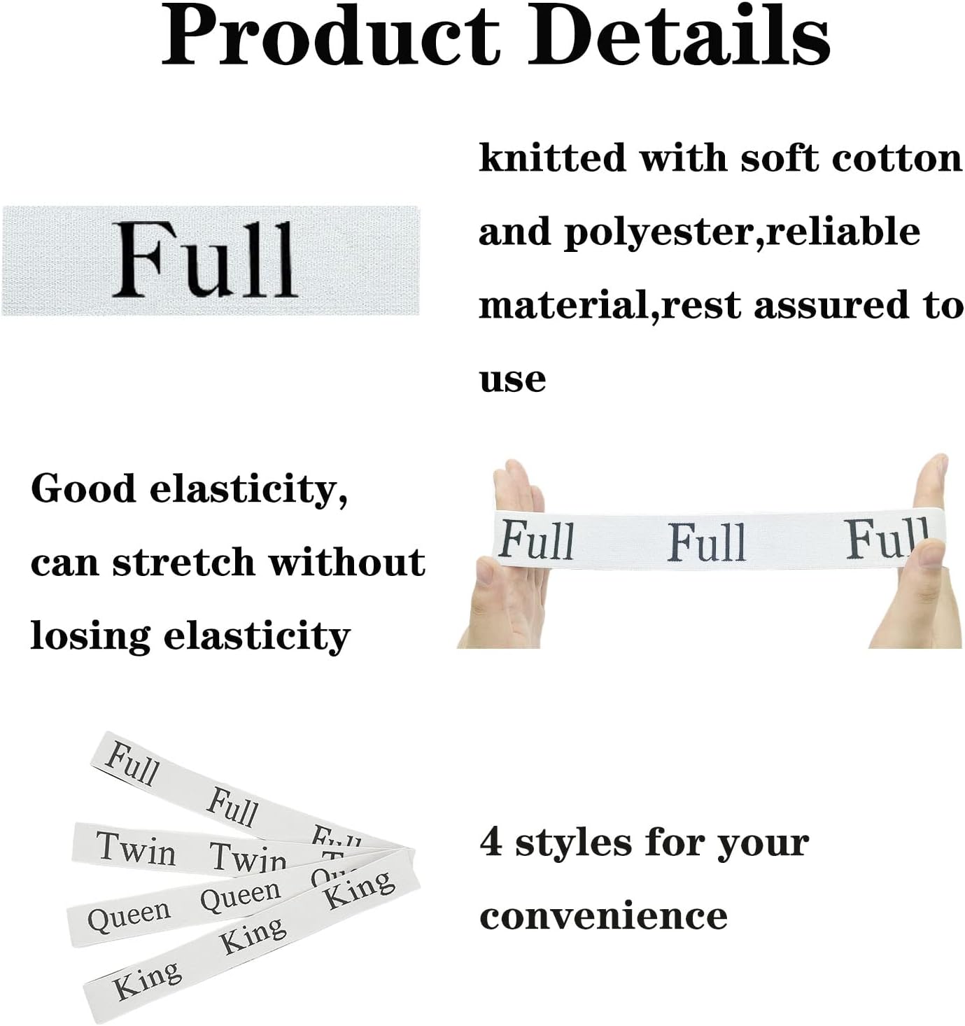 4 Pieces Bed Sheet Organizer Bands, Sheet Organizers and Storage Label Bands, Sheet Label for Bedding, Sheets Organizer for Closet,Sheet Keepers Linen Labels Bedding Bands (4Pcs Full)