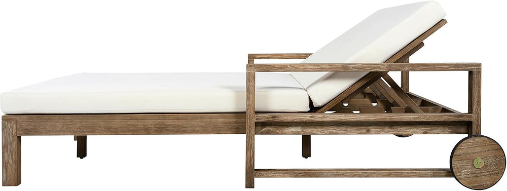 Merax Acacia Wood Outdoor Daybed Sofa, Farmhouse Patio Sun Lounger with Adjus...
