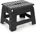 Folding Step Stool 9 inch Sturdy Enough Collapsible Stool to Support Adults - Opens Easy with One Flip Compact Foldable Foot Stool for Kitchen, Bathroom, Bedroom, Outdoor