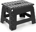 Folding Step Stool 9 inch Sturdy Enough Collapsible Stool to Support Adults - Opens Easy with One Flip Compact Foldable Foot Stool for Kitchen, Bathroom, Bedroom, Outdoor