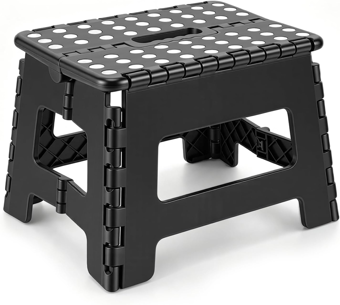Folding Step Stool 9 inch Sturdy Enough Collapsible Stool to Support Adults - Opens Easy with One Flip Compact Foldable Foot Stool for Kitchen, Bathroom, Bedroom, Outdoor