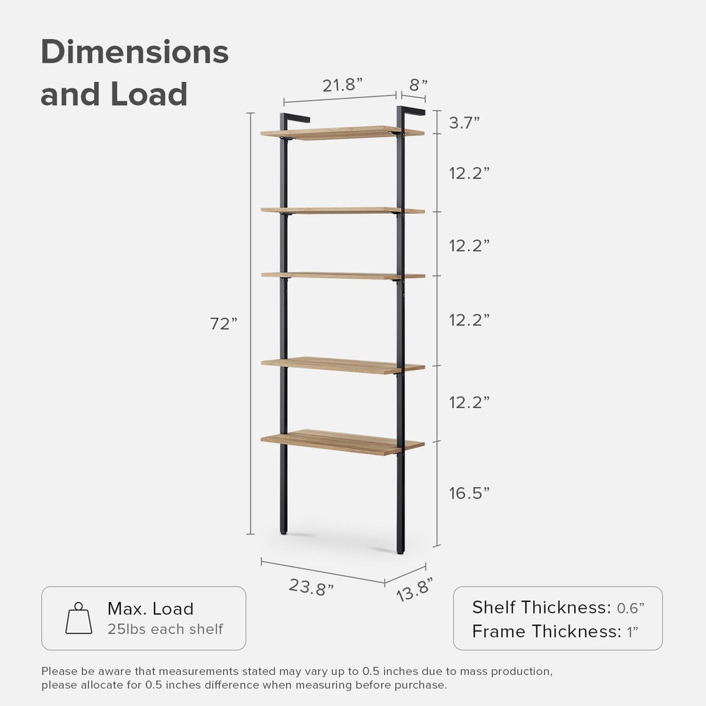 mopio Norwin Ladder Book Shelf, Wall-Mount Storage Rack, Wall Bookshelf, Farm...