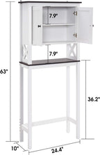 ivinta Over The Toilet Storage Cabinet, 3-Tier Bathroom Storage Cabinet with Adjustable Shelf and Doors, Freestanding Space Saver Above Toilet for Bathroom Laundry Restroom BT09 (White)