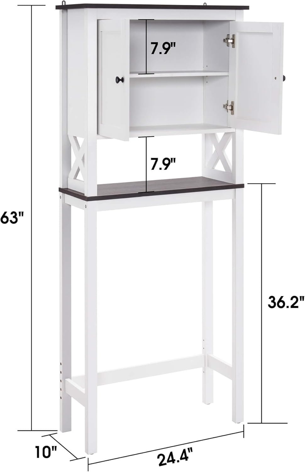 ivinta Over The Toilet Storage Cabinet, 3-Tier Bathroom Storage Cabinet with Adjustable Shelf and Doors, Freestanding Space Saver Above Toilet for Bathroom Laundry Restroom BT09 (White)