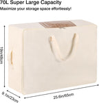 YGEOMER 2 Pack Canvas Blanket Storage Bags with Zipper Foldable Closet Organizers Storage Containers with Reinforced Handle for Dorm Storage Organizing, Bedroom, Closet,Blanket, Clothing, Comforters