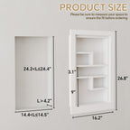 Solid Wood 14 X 24 Recessed Medicine Cabinet,3-Tier, Medicine Cabinet Organizer,Wall Niche, Bathroom Wall Cabinet, Recessed Bathroom Cabinet, Bathroom Cabinet with Storage White