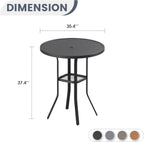 VICLLAX Patio Bar Height Table, Outdoor Round Bar Table with Umbrella Hole for Balcony, Porch, Deck, 37" Black