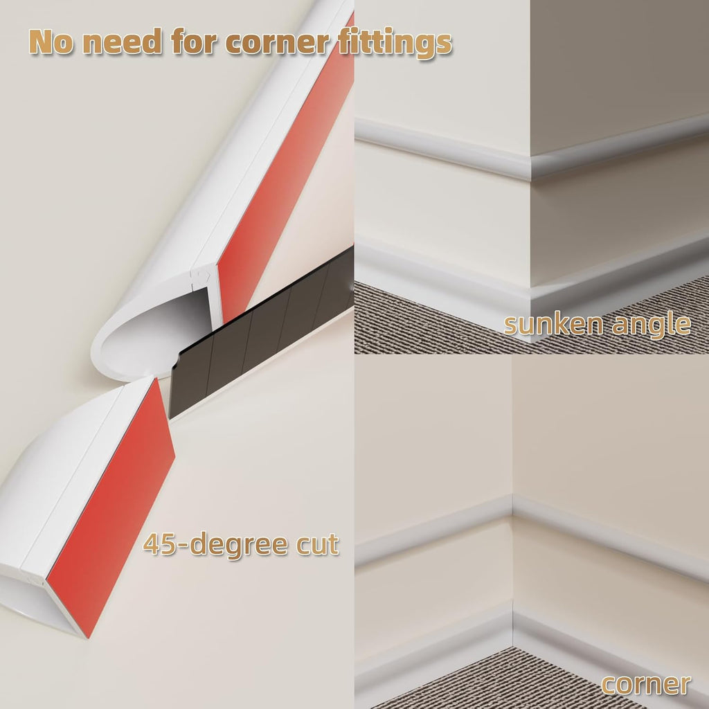 39" Side Open One Cord Hider (<1/4") for Wall Mounted Tv,Extension Cable Cover to Hide Conceal Cords Along Wall,Wire Raceway Management Cable Concealer Channel,Electric Cord Organizer Wiremold,White
