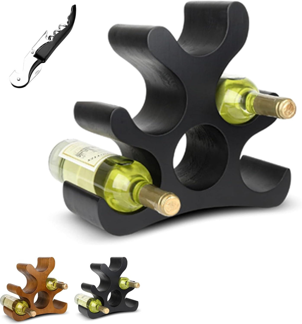Countertop Wine Rack with Multi-Functional Bottle Opener, 6 Bottle Tabletop W...