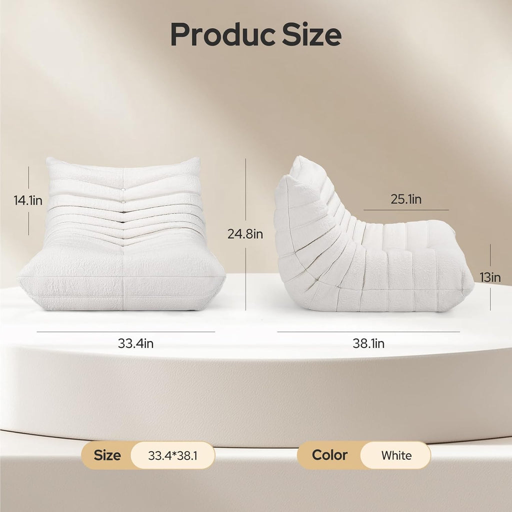 High-end Quality Compressed Bean Bag Chair, Togo Chair Beanbag Sofa, Fireside Chairs with High Resilience Foam Soft Comfy Jacquard Fabric Ergonomic Non-Slip Design for Living Room, Bedroom, Resort