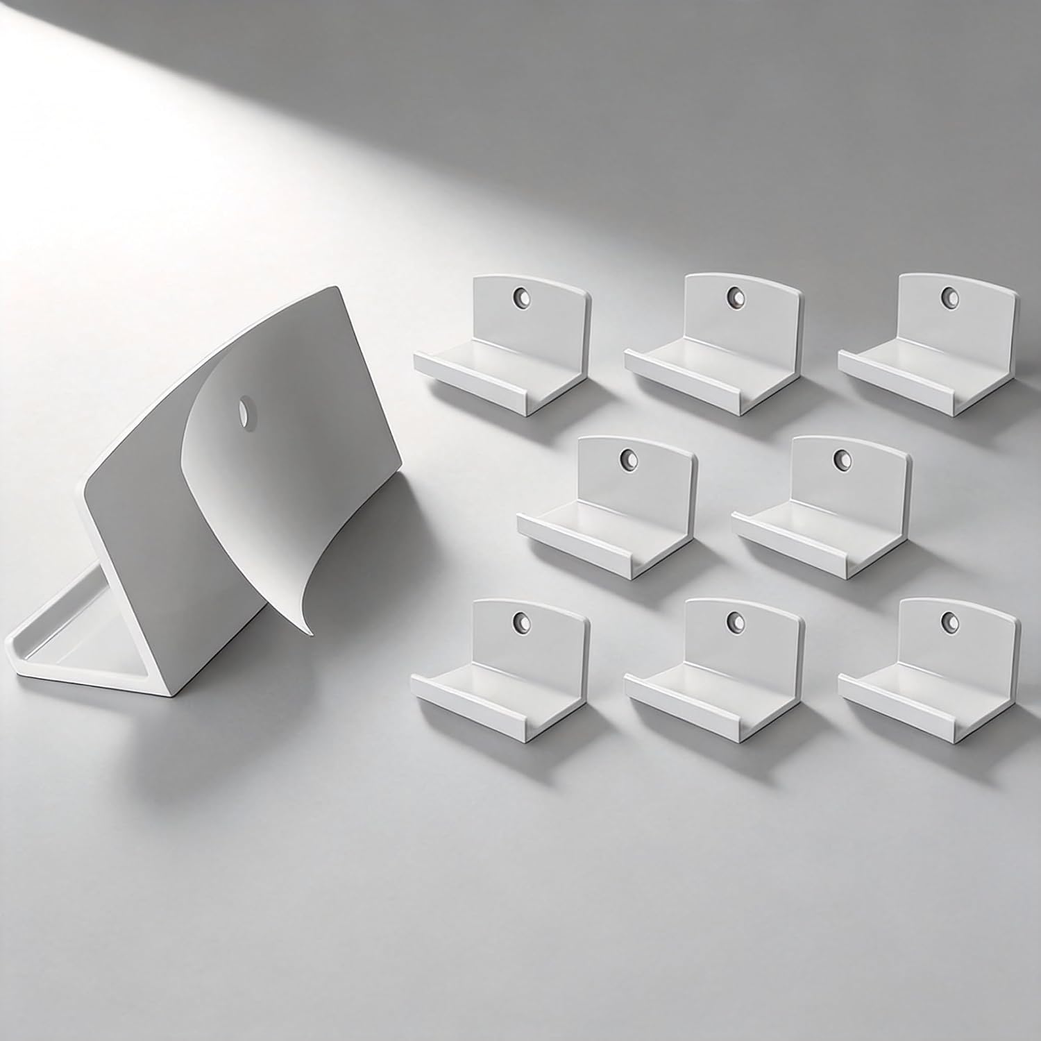 Adhesive Vinyl Wall Mount 8-Pack, Strong Hold Record Album Holder, Damage-Free Easy Install Wall Display for 1LP & 2LP (White)