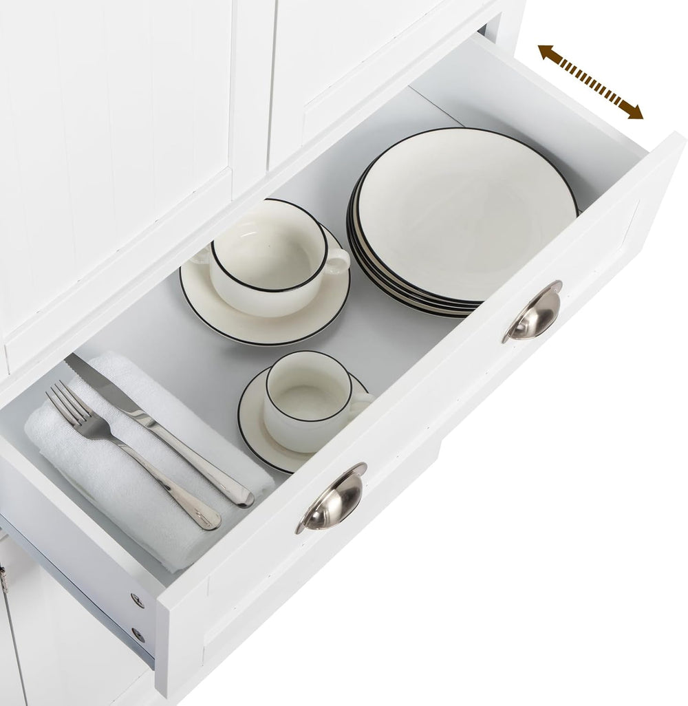 VINGLI 71-Inch White Storage Cabinets with Drawers, Freestanding Pantry Cabin...