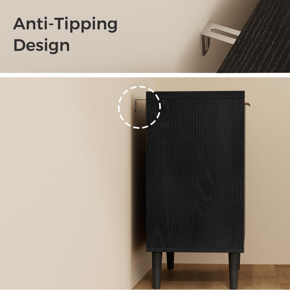 Homleke Buffet Cabinet with Storage, Modern Fluted Accent Sideboard with Door...