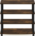 Furinno Turn-S-Tube 4-Tier Shoe Rack, Amber Pine/Black