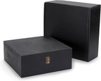 makerflo Medium Black Pine Wood Memory Box with Black Felt Inside, Hinged with Clasp, Keepsake Wooden Box Ideal for Craft, Personalization (Laser Engraving, Epoxy, UV DTF, and Vinyl) – Pack of 1