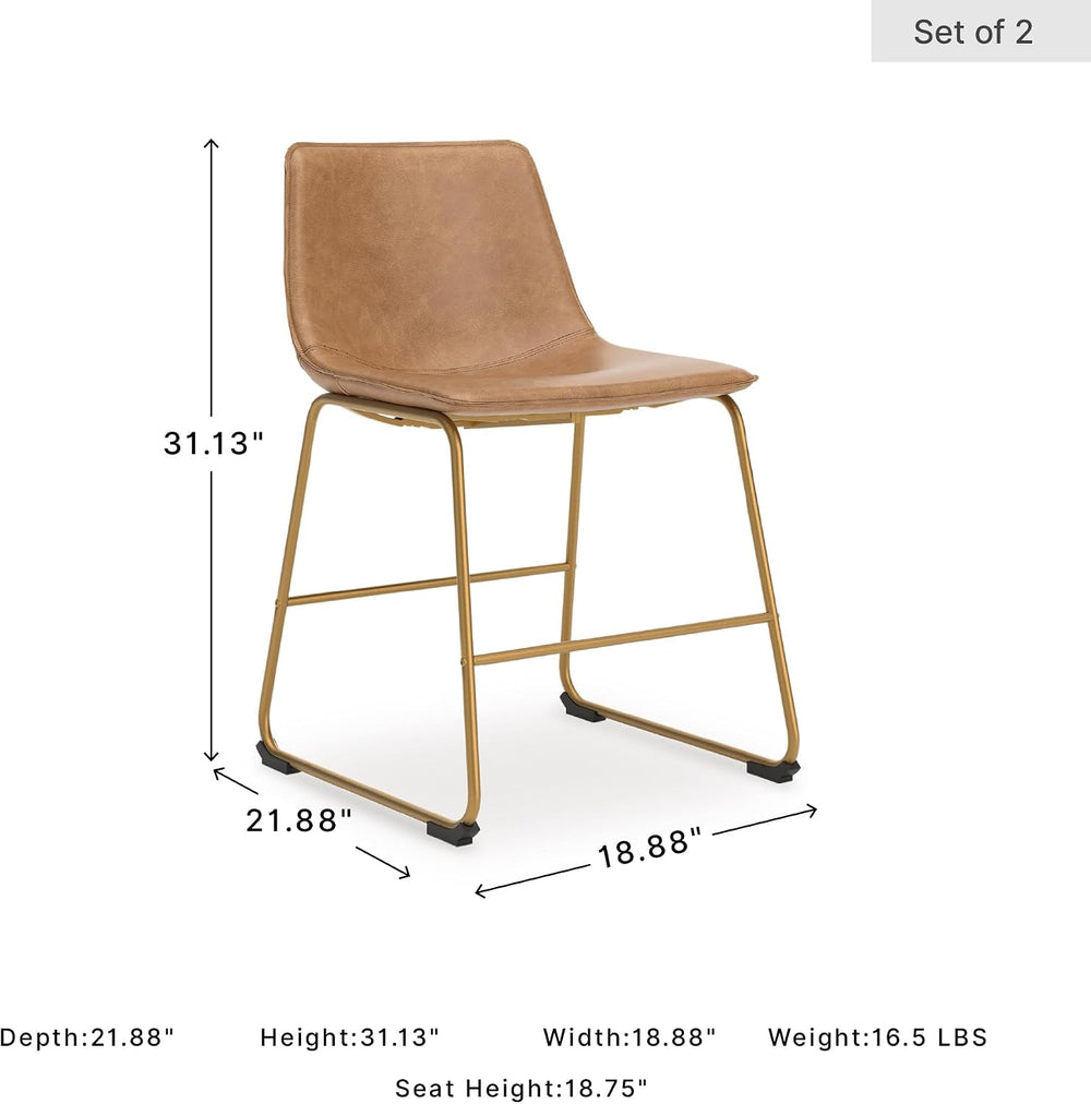 Signature Design by Ashley Dining Chairs Set of 2, Mid Century Gold, Toast | ...