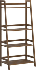 sogesfurniture, 4-Tier Bamboo Ladder Shelf, Rustic Style, Bookshelf Storage Rack, 18.9x11.8x46.5 inches, Brown