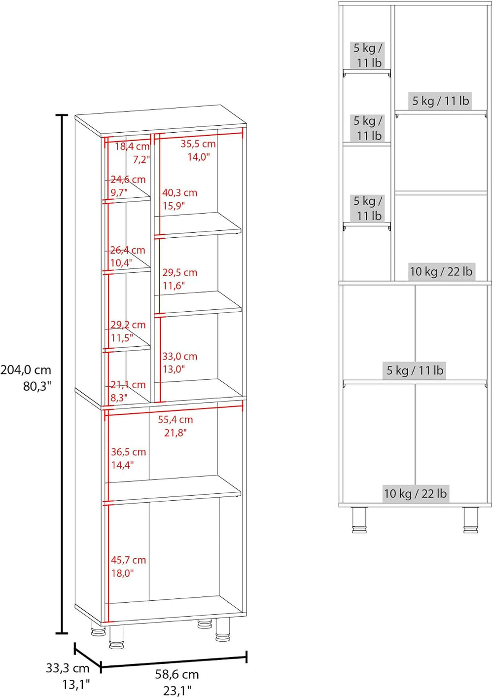 Kitchen Pantry with 2 Doors and Adjustable Shelves | Adjustable shelves and s...