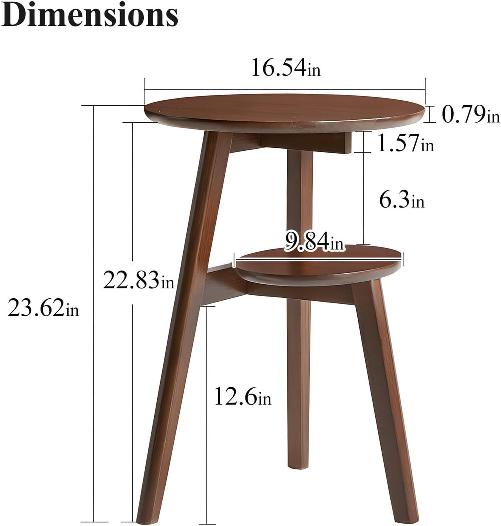 Side Table, 2-Tier Round End Tables Living Room, Mid Century Modern Side Tabl...