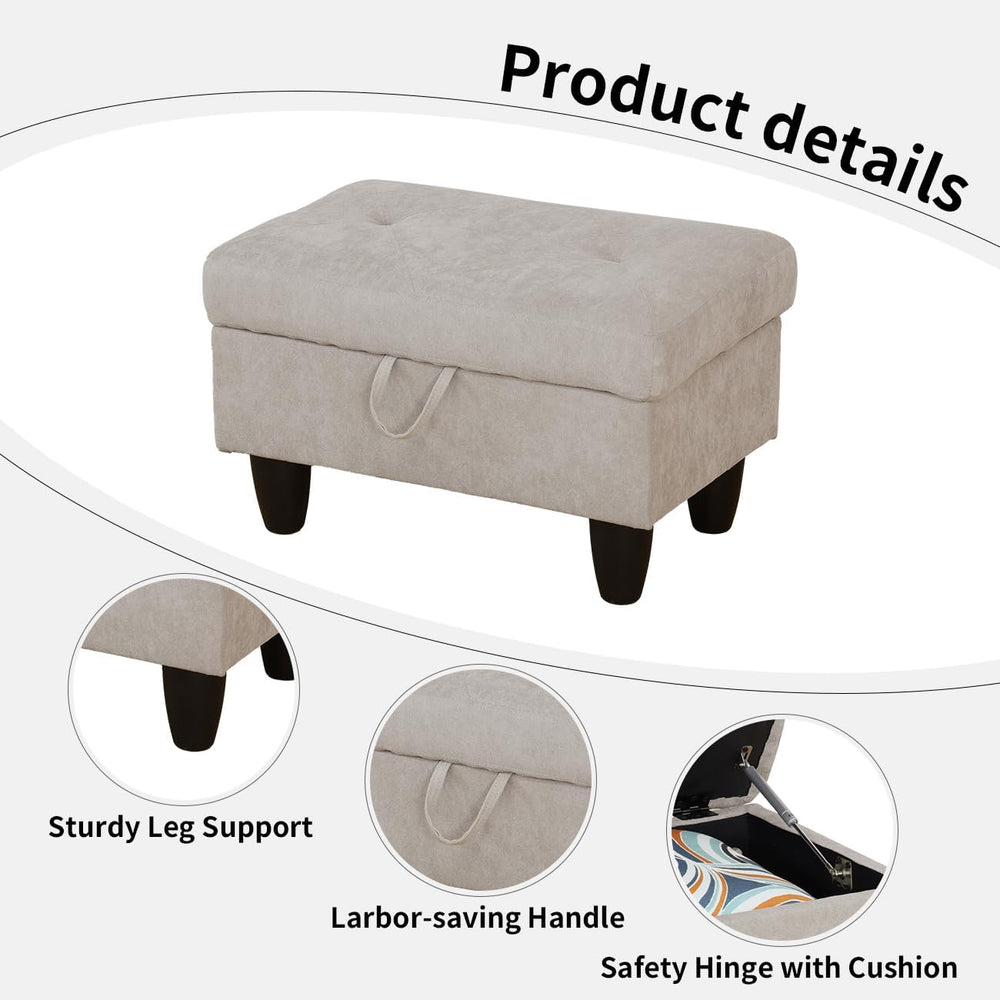 Storage Ottoman Bench,28.5" Large Square Ottoman with Storage, Foot Rest...