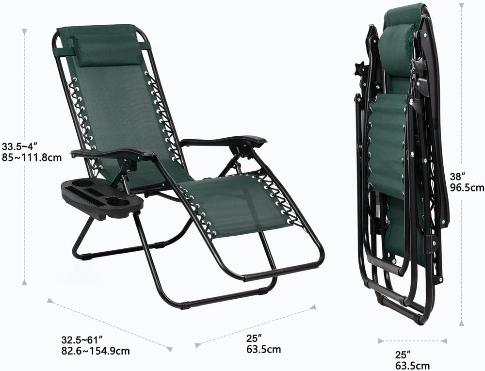 Nazhura Set of 2 Relaxing Recliners Patio Chairs Adjustable Steel Mesh Zero G...