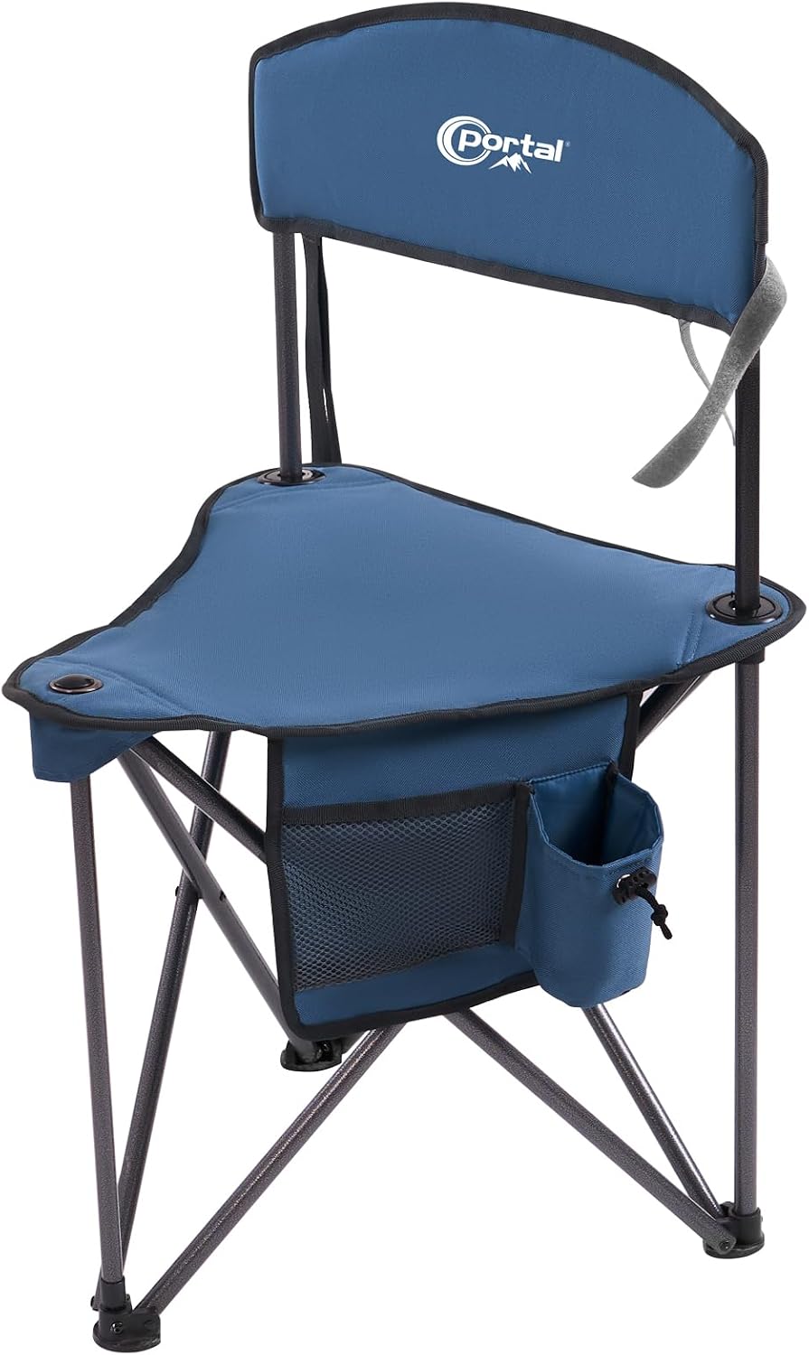 Portal Extra Large Quick Folding Tripod Stool with Backrest Fishing Camping C...