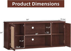 LEYAOYAO Rattan TV Stands for Living Room, Boho Entertainment Center with Storage and Open Shelf, Wood Media Console for 50-65 Inch TV, Walnut