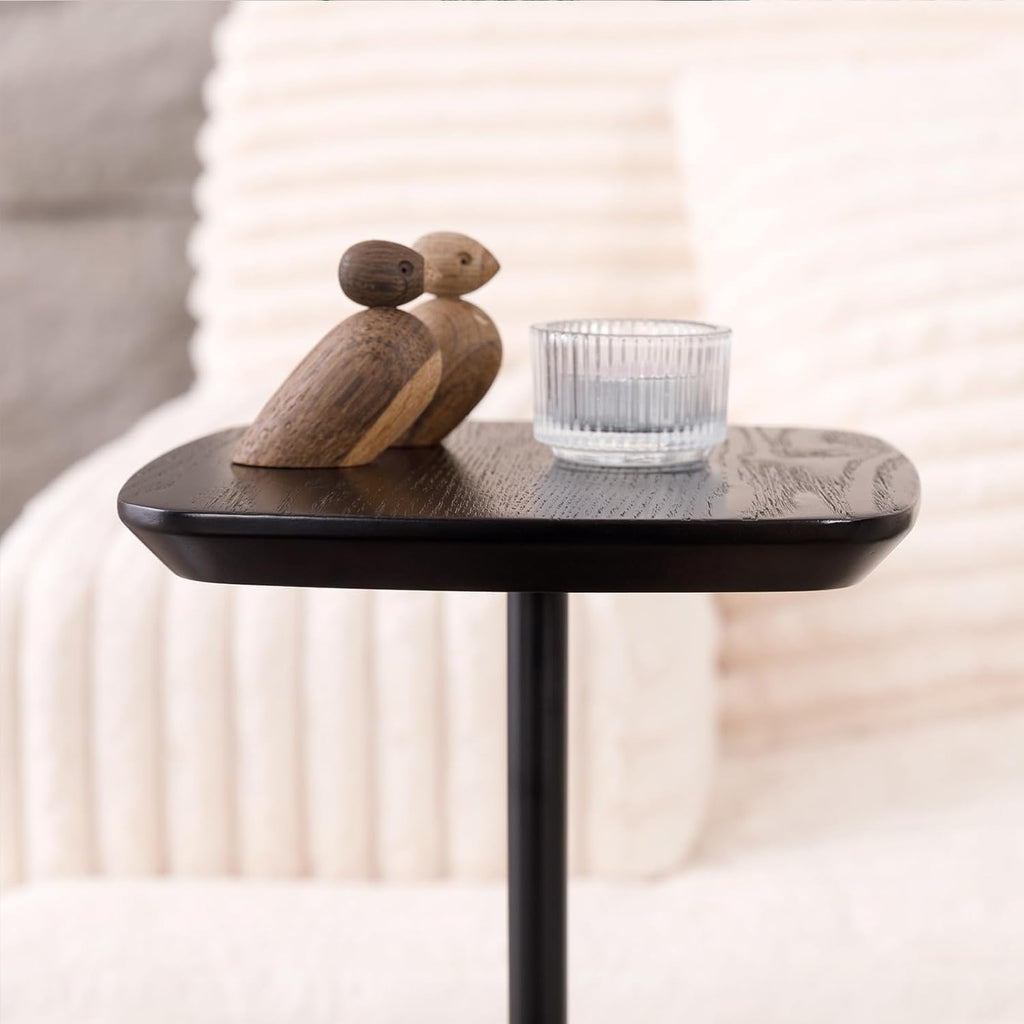 Small Pedestal Side Table Modern Compact Sofa Bedroom Drink Table Black | Compact pedestal for small spaces. Black fits sofas bedrooms. Sturdy holds drinks snacks. Light easy-move indoor side table