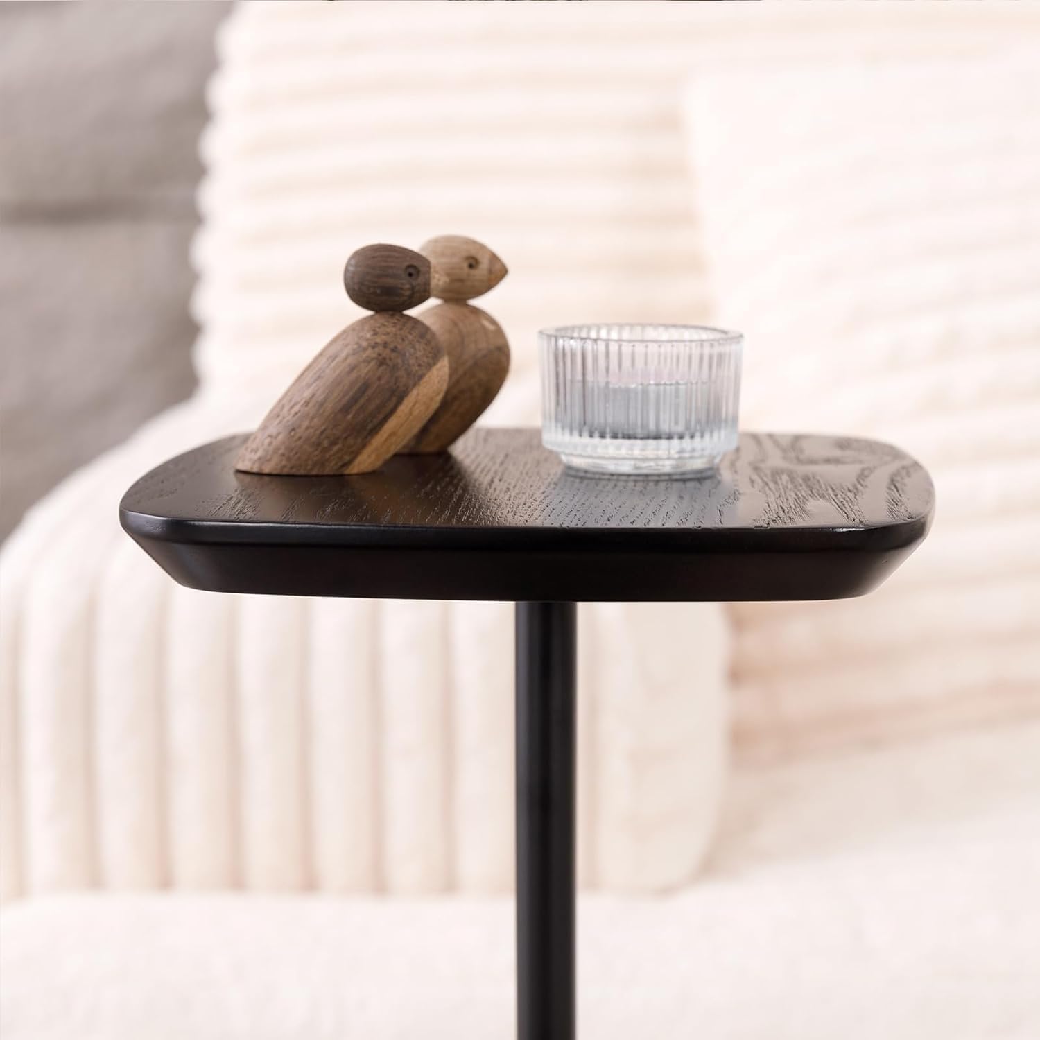 Small Pedestal Side Table Modern Compact Sofa Bedroom Drink Table Black | Compact pedestal for small spaces. Black fits sofas bedrooms. Sturdy holds drinks snacks. Light easy-move indoor side table