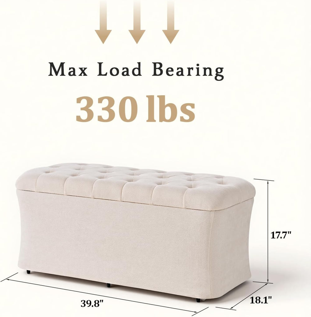 ONBRILL Storage Ottoman Bench, End of Bed Bench, 39.8 x 18.1 x 17.7 Inches Po...