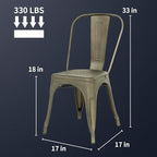 FDW Metal Chair Dining Chair Set of 4 Patio Chair Home Kitchen Chair 18 Inch Seat Height Dinning Room Chair Stackable Metal Bar Chairs Indoor Outdoor Chairs Tolix Bar Side Chair Dining Chair